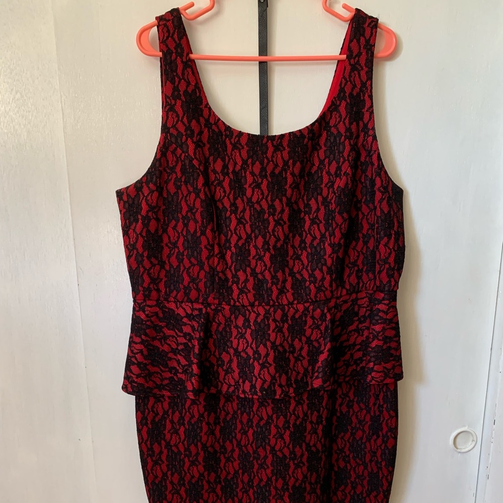 Torrid Red/Black lace peplum dress